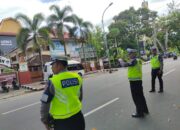 Satgas Kamseltibcarlantas OMB Polda NTB Gelar Patroli dan Pengaturan Lalin di Gedung KPU dan Bawaslu NTB