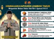 Kapolres Lombok Timur Imbau Masyarakat Sambut Malam Takbiran Idul Fitri dengan Ketenangan dan Kedamaian
