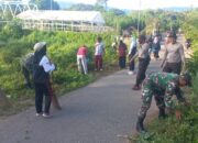Persiapan Kunjungan Tim Militer Kepresidenan, Bhabinkamtibmas Lakukan Gotong Royong