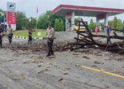 Pohon Tumbang Tutupi Jalan, Polsek Kayangan bersama Damkar Respon Cepat